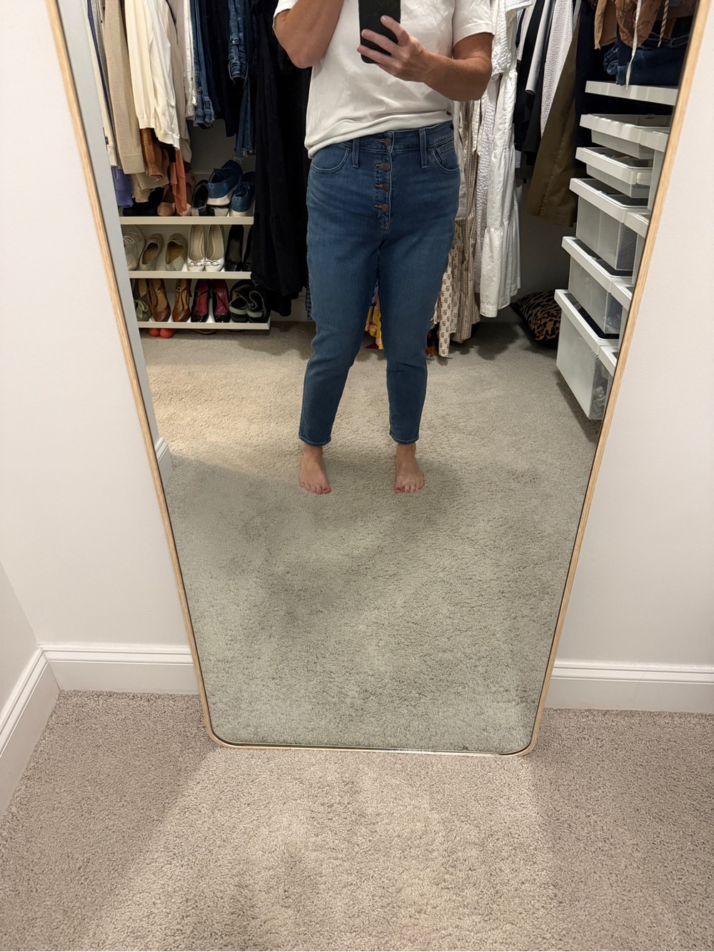Madewell High-Rise Button-Fly Cropped Jeans - Medium Blue